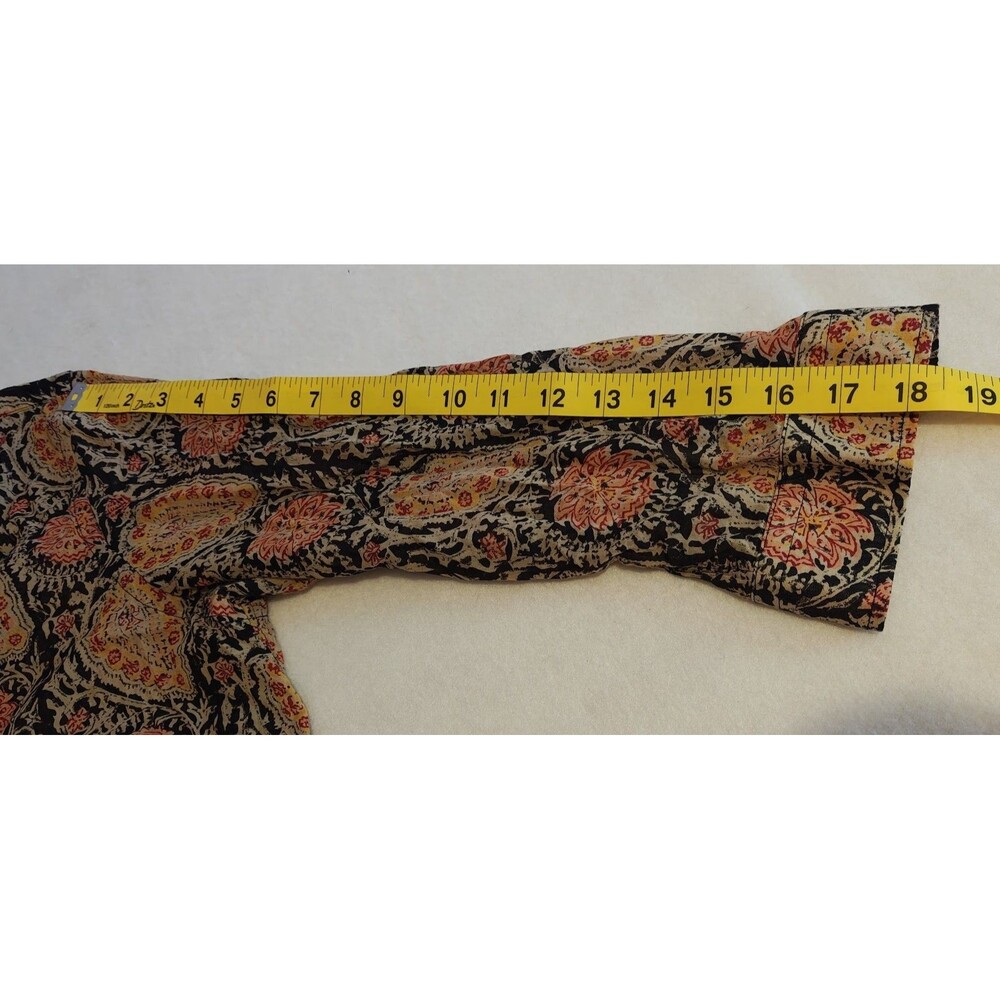 Lauren Ralph Lauren Womens XL Paisley Blouse Multi Color Cotton Ruffle Tie Neck - Picture 7 of 8